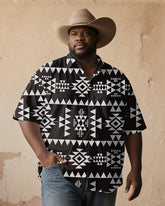 Vintage Native American Patterns Men's Plus Size Printed Short Sleeve Shirt